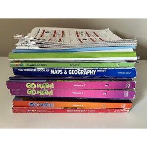 2nd/3rd Grade Work Books Reading Writing Mathematics Home School Work Bundle Lot